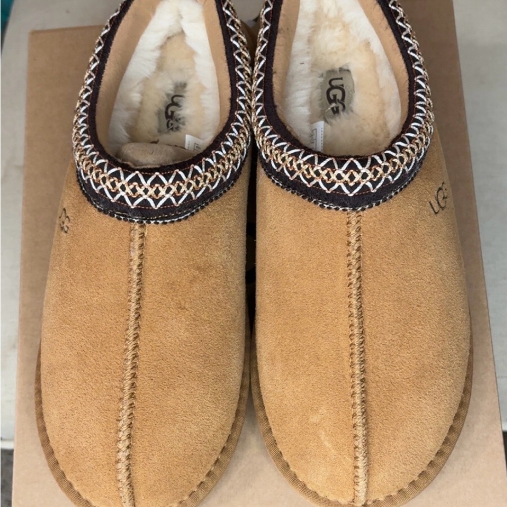 UGG Chestnut/Tan Suede Shearling Slip-On Slippers
